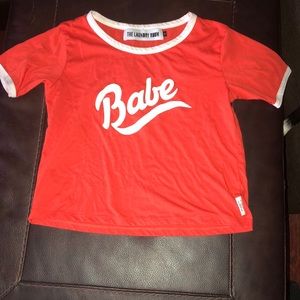 orange crop top shirt